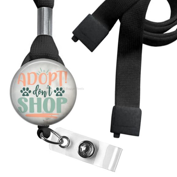 Adopt Don't Shop Cat Dog Lanyard Badge Holder Combo * For Animal Lovers * - Picture 1 of 3